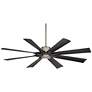 60" Possini Euro Defender Brushed Nickel Damp Ceiling Fan with Remote