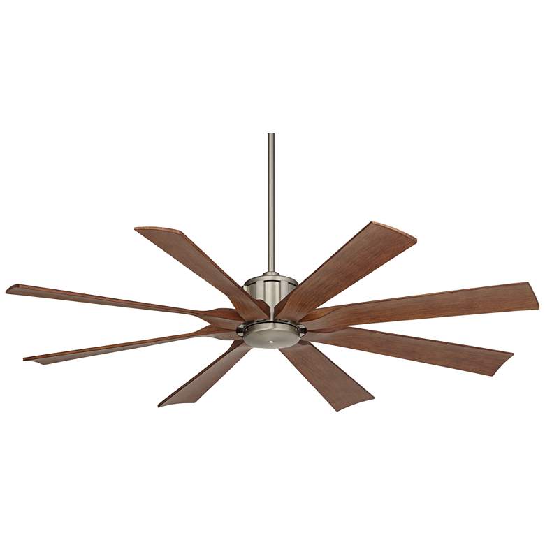 Image 2 60 inch Possini Euro Defender Brushed Nickel Damp Ceiling Fan with Remote