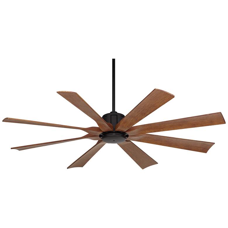 Image 2 60 inch Possini Euro Defender Matte Black Koa Ceiling Fan with Remote