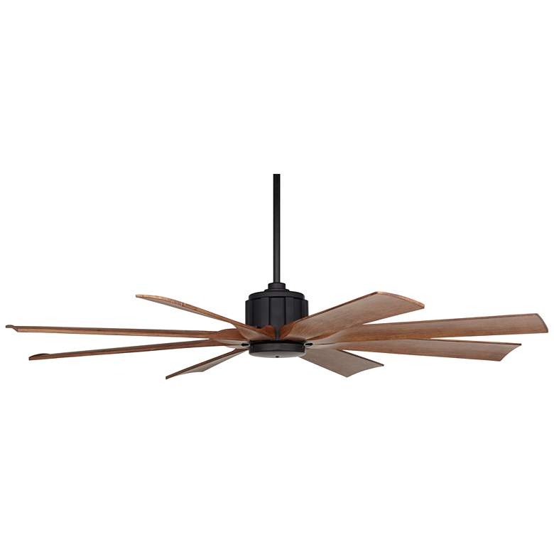 Image 5 60" Possini Euro Defender Matte Black Koa Ceiling Fan with Remote more views