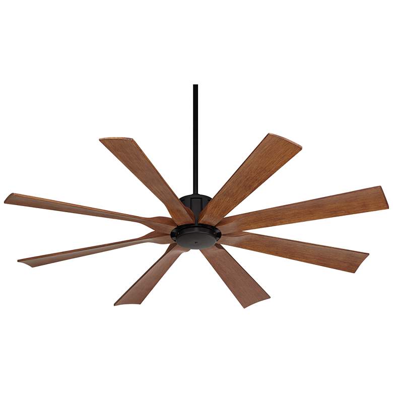 Image 6 60" Possini Euro Defender Matte Black Koa Ceiling Fan with Remote more views