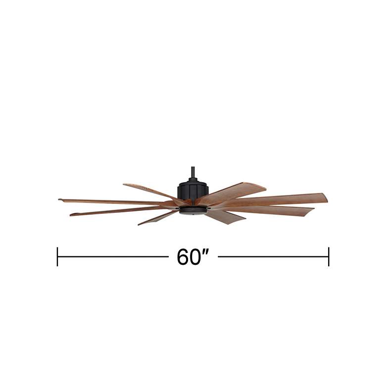 Image 7 60" Possini Euro Defender Matte Black Koa Ceiling Fan with Remote more views