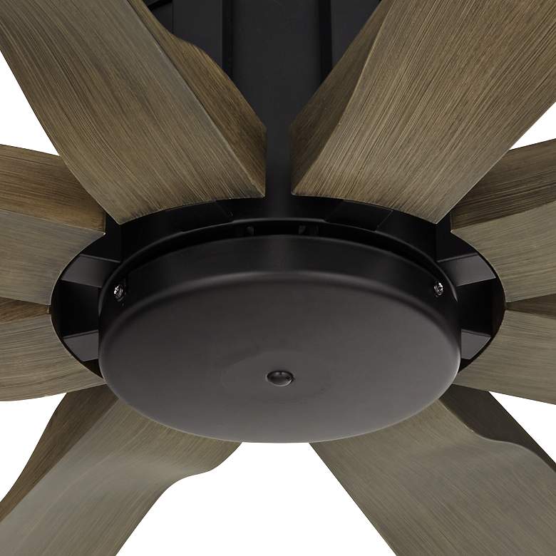 Image 3 60" Possini Euro Defender Matte Black Weathered Oak Damp Ceiling Fan more views