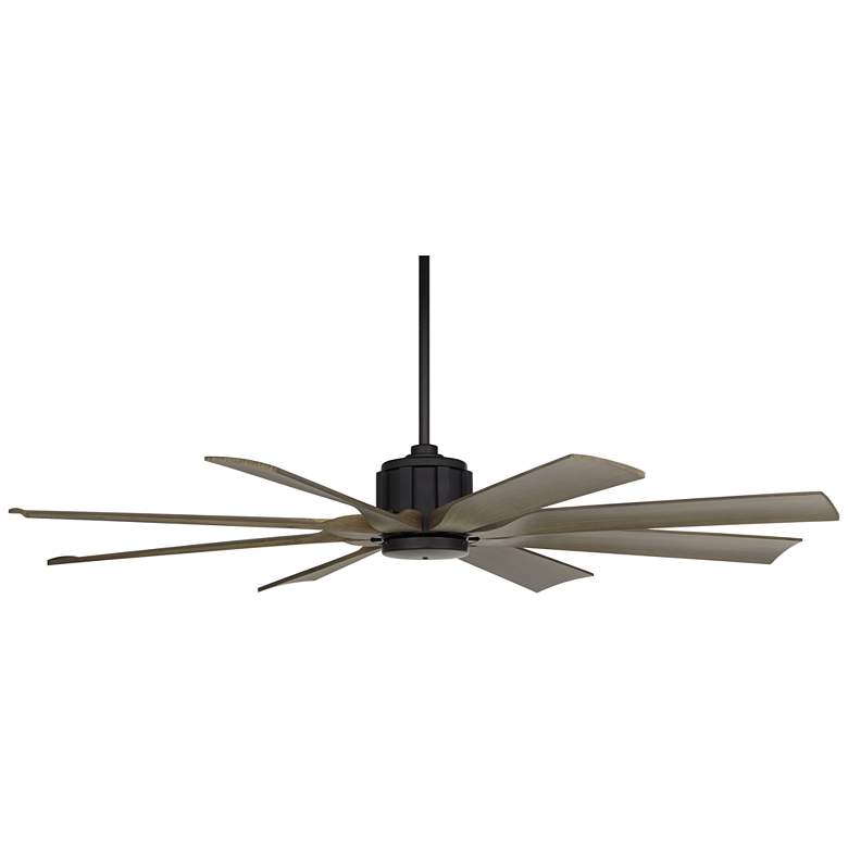 Image 5 60" Possini Euro Defender Matte Black Weathered Oak Damp Ceiling Fan more views