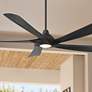 3_60" Possini Euro Eloquent Matte Black Damp LED Remote Ceiling Fan