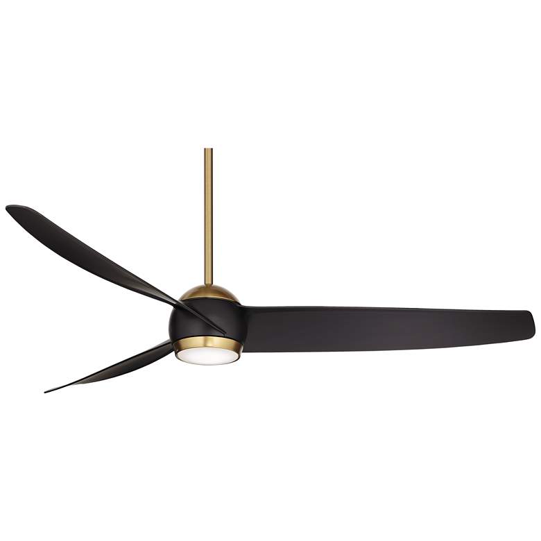 Image 2 60 inch Possini Euro Stresa Brass and Matte Black LED Fan with Remote