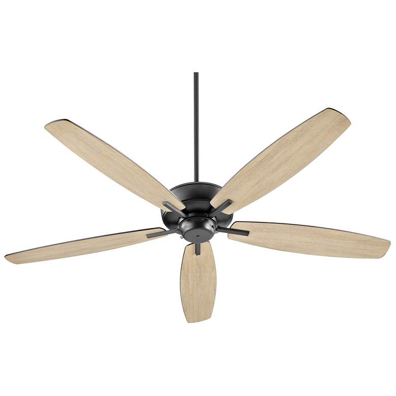 Image 1 60" Quorum Breeze Black Ceiling Fan w/ Weathered Oak Blades