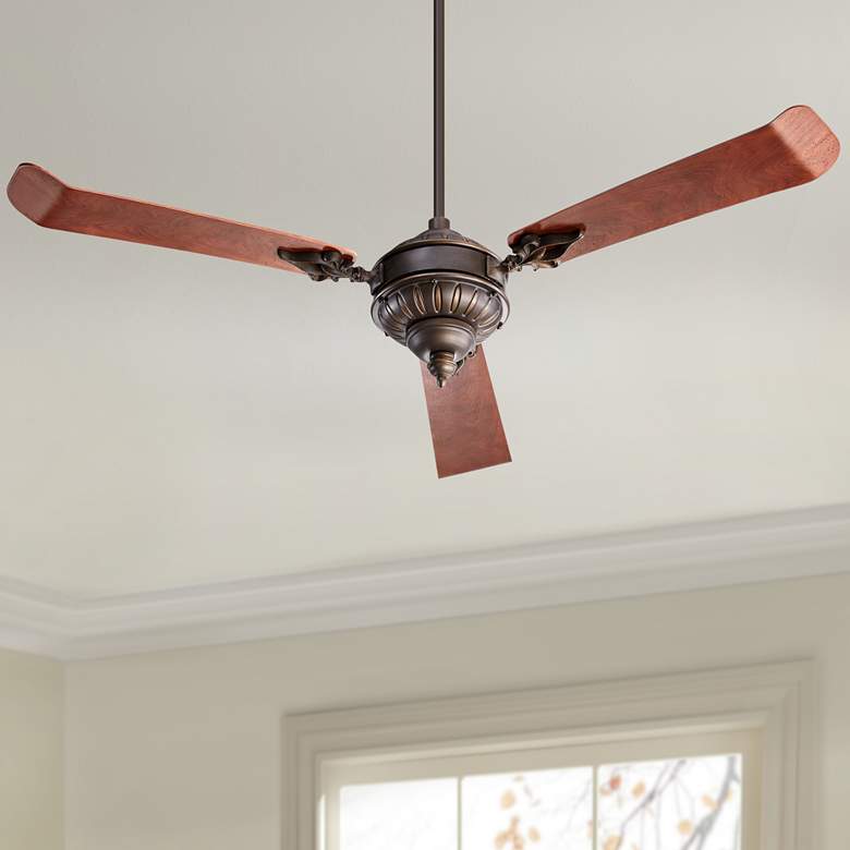Image 1 60" Quorum Brewster Oiled Bronze Ceiling Fan with Wall Control