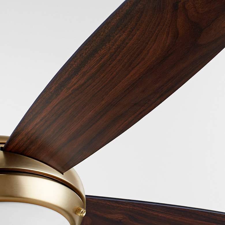 Image 4 60" Quorum Expo Aged Brass LED Ceiling Fan w/ Walnut Blades more views