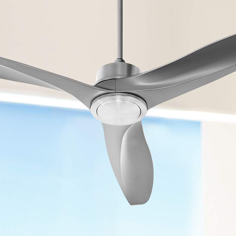 Image 1 60 inch Quorum Kress Satin Nickel Modern Ceiling Fan with Wall Control