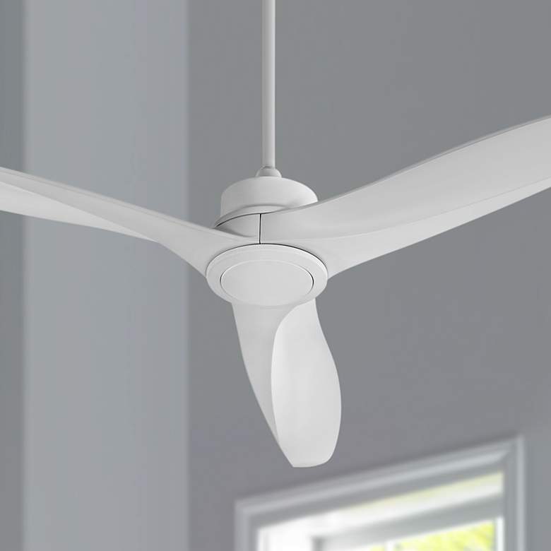 Image 1 60" Quorum Kress Studio White Modern Ceiling Fan with Wall Control