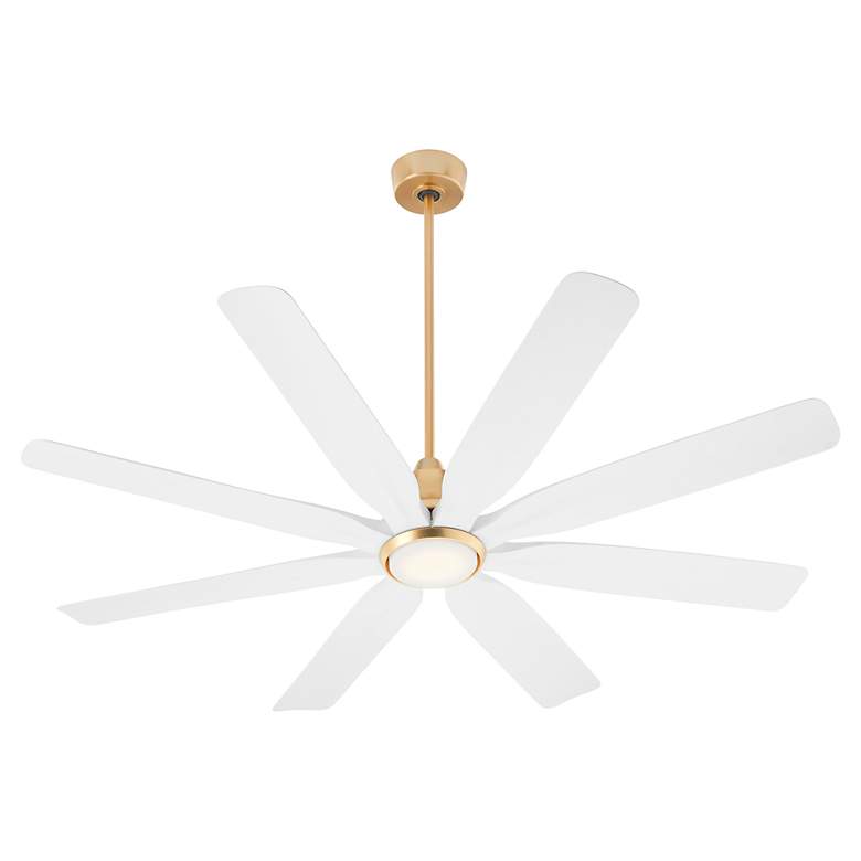 Image 3 60" Quorum Rosales Aged Brass and White LED Ceiling Fan more views