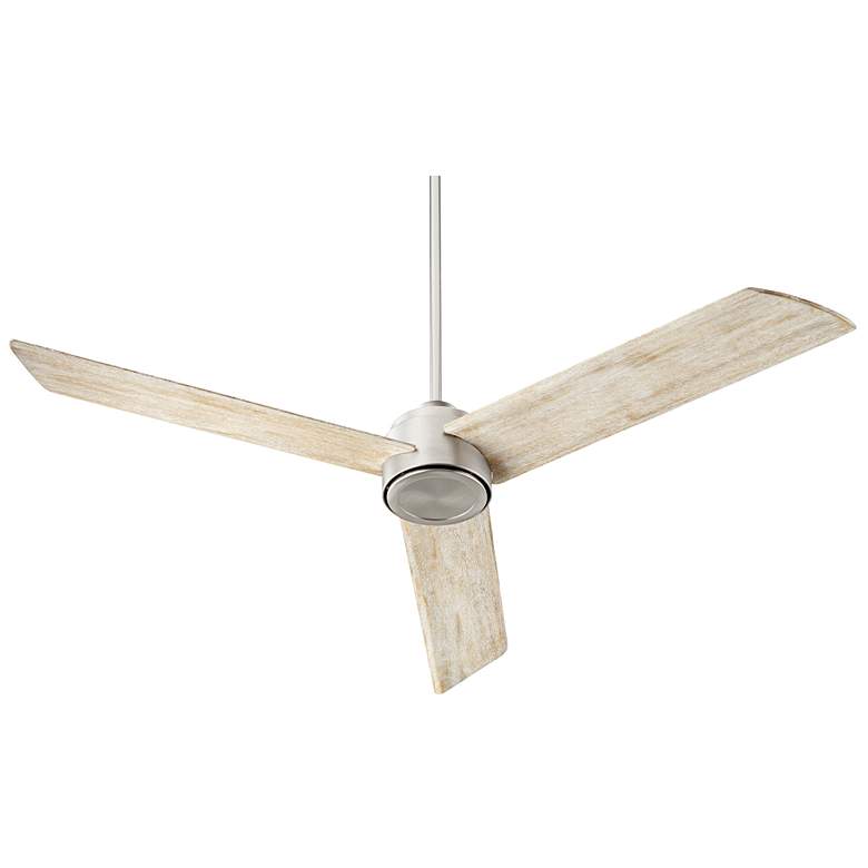 Image 1 60" Quorum Trio Satin Nickel and Weathered Oak Ceiling Fan