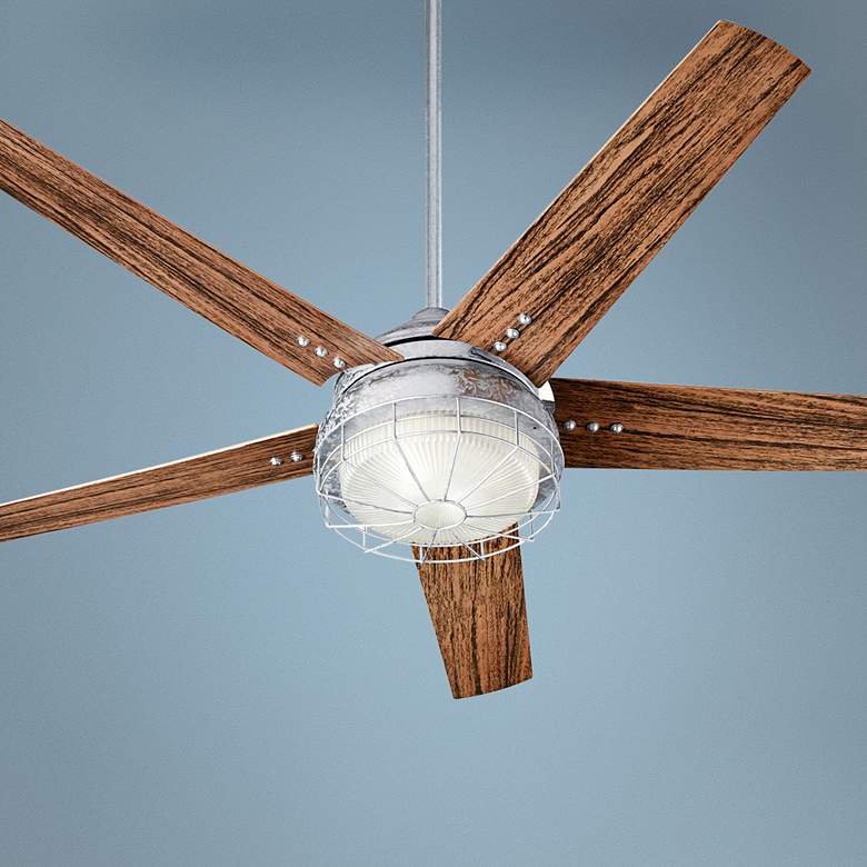 Image 1 60 inch Quorum Westland Galvanized LED Patio Ceiling Fan with Remote