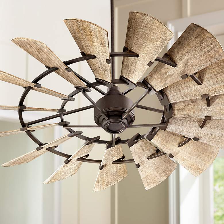 Image 1 60" Quorum Windmill Rustic Oiled Bronze Ceiling Fan with Remote