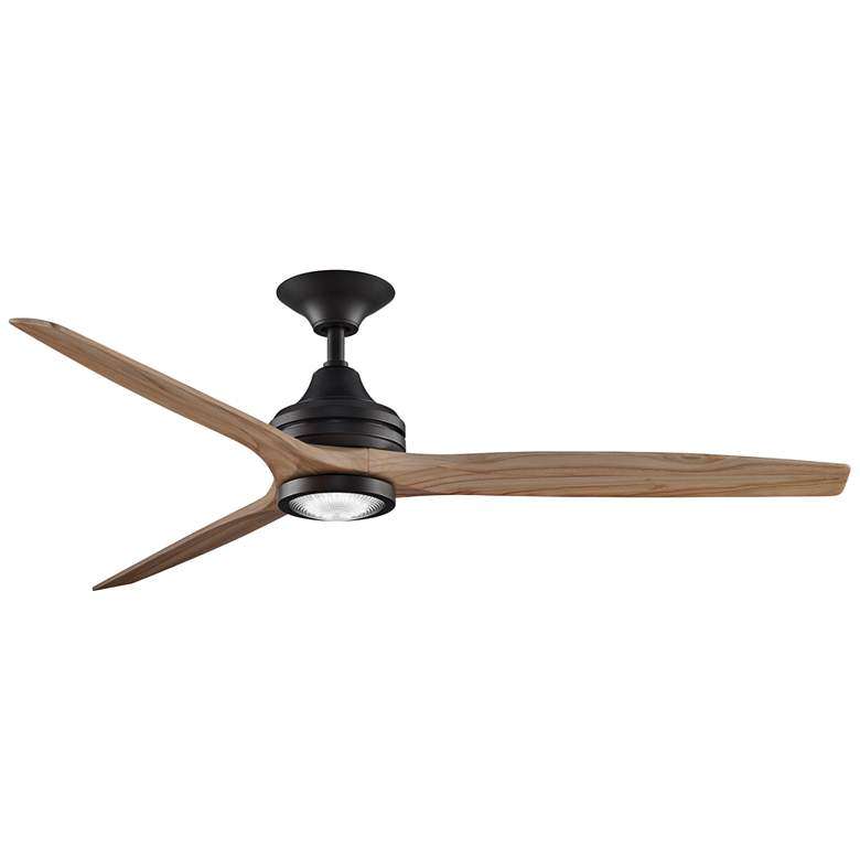 Image 2 60" Spitfire Custom Dark Bronze Natural Damp Rated LED Fan with Remote
