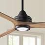 1_60" Spitfire Custom Dark Bronze Natural Damp Rated LED Fan with Remote