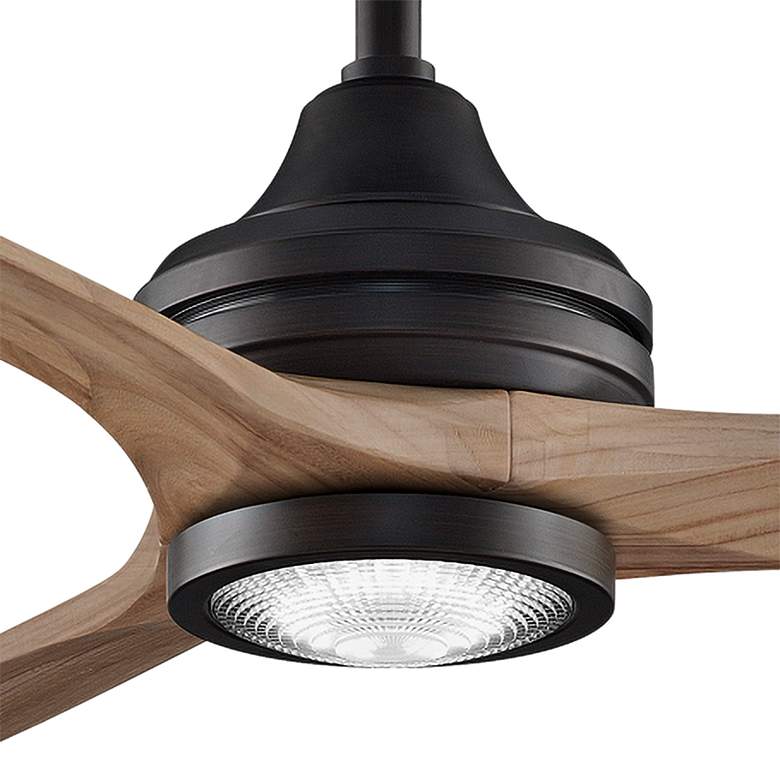 Image 3 60" Spitfire Custom Dark Bronze Natural Damp Rated LED Fan with Remote more views