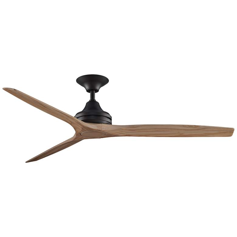 Image 2 60" Spitfire Dark Bronze Natural Damp Rated Ceiling Fan with Remote