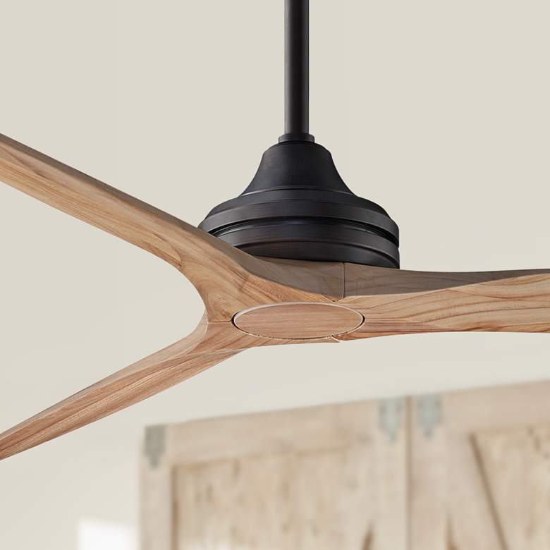 Image 1 60 inch Spitfire Dark Bronze Natural Damp Rated Ceiling Fan with Remote