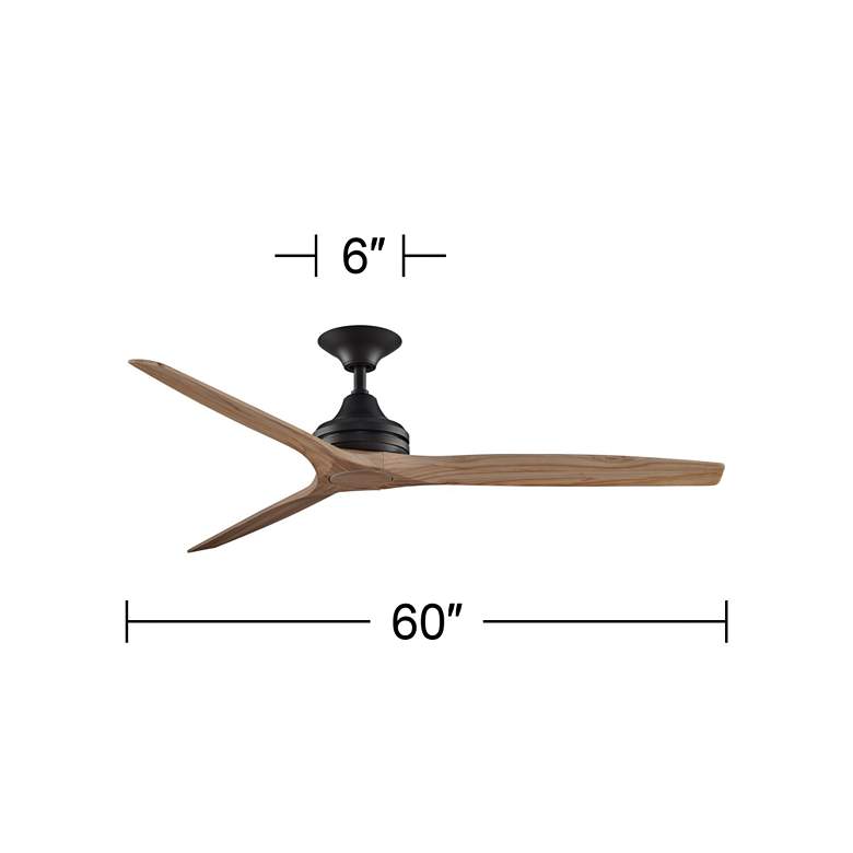 Image 4 60" Spitfire Dark Bronze Natural Damp Rated Ceiling Fan with Remote more views