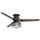 60" Spyder Bronze Rustic Glass LED Hugger Ceiling Fan with Pull Chain