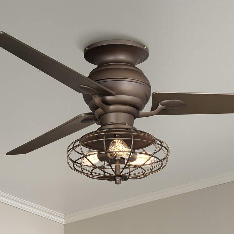 Image 1 60" Spyder Bronze Tapered Blades Hugger LED Ceiling Fan