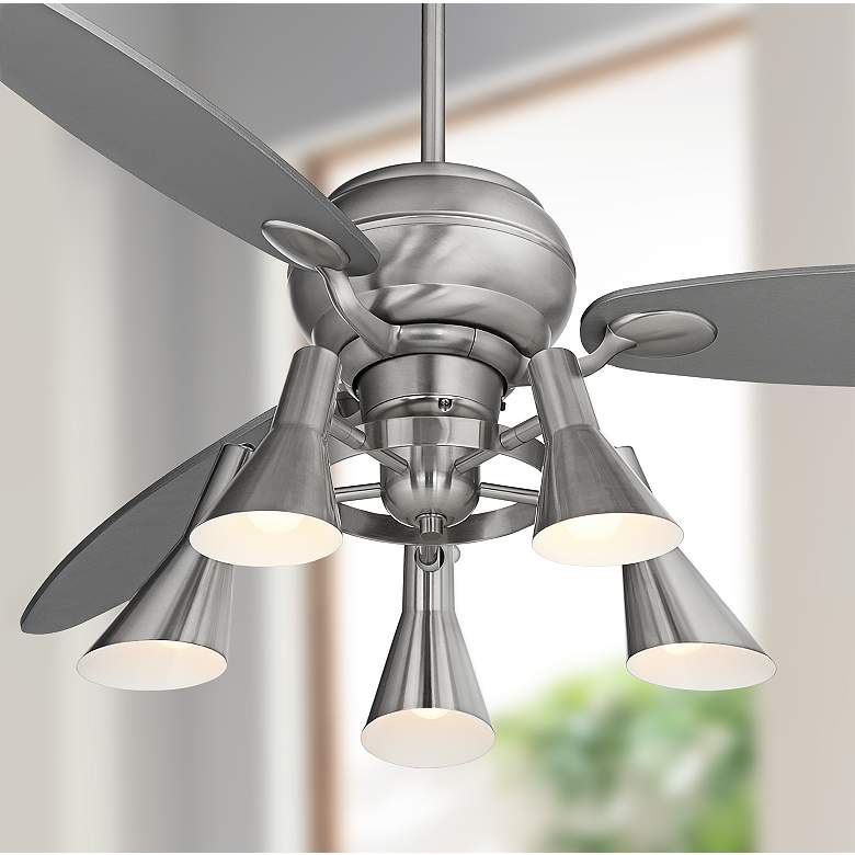 Image 1 60 inch Spyder Brushed Nickel Ceiling Fan with LED Lights