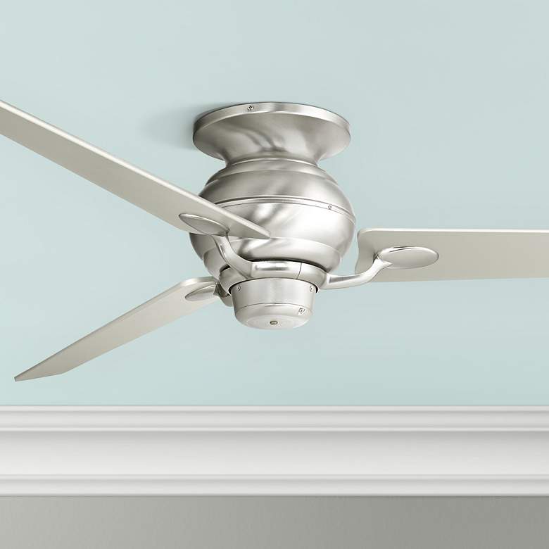 Image 1 60 inch Spyder Brushed Nickel Tapered Blade Hugger Pull Chain Ceiling Fan