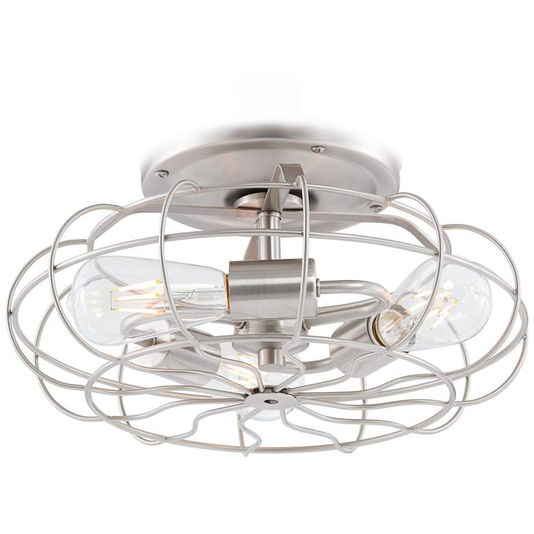 Image 4 60 inch Spyder Brushed Steel Industrial Cage Light Ceiling Fan more views