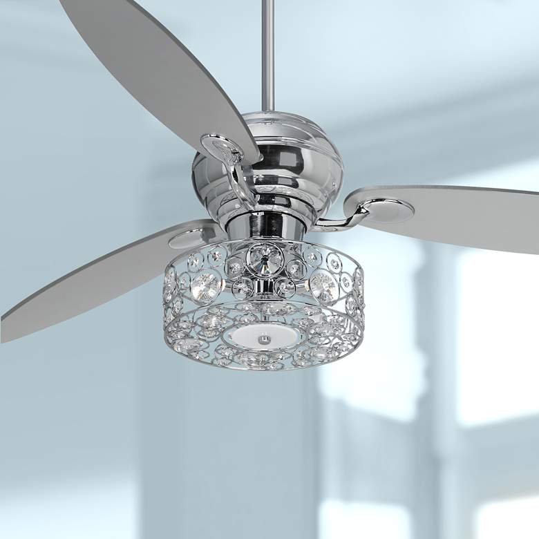 Image 1 60 inch Spyder Chrome and Crystal Circles LED Ceiling Fan