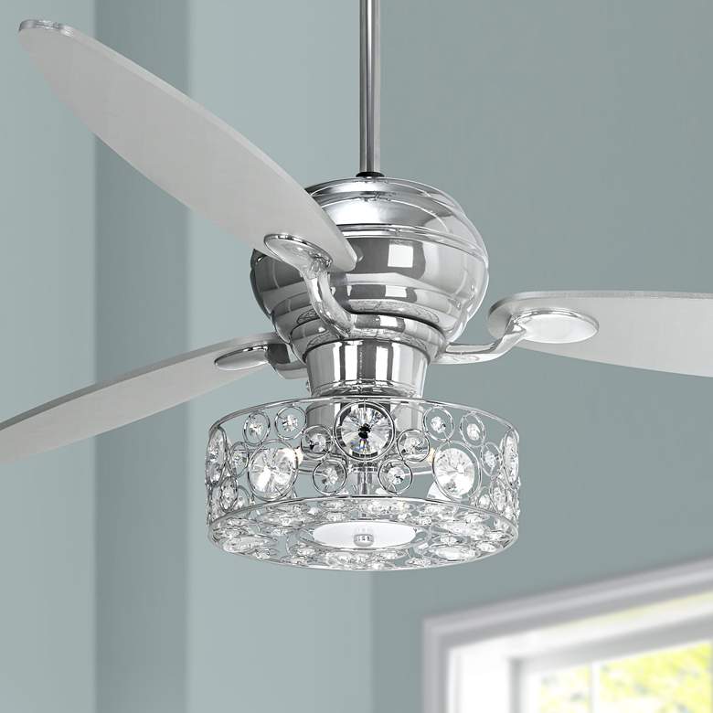 Image 1 60 inch Spyder Chrome Ceiling Fan with Crystal Discs Light Kit