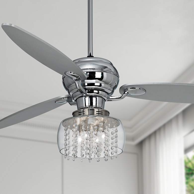 Image 1 60 inch Spyder&#8482; Chrome Crystal Rainfall LED Ceiling Fan