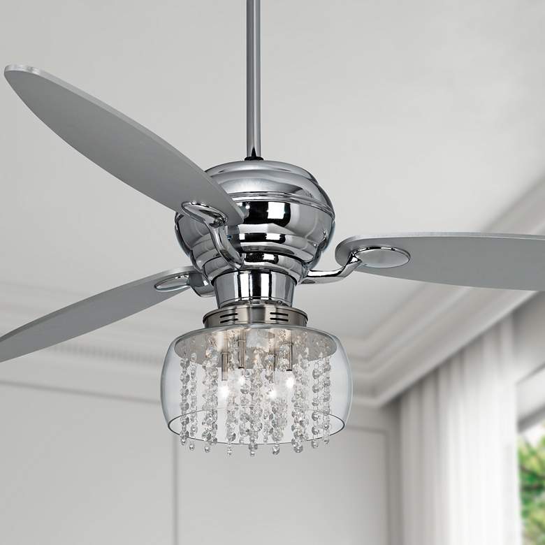 Image 1 60" Spyder™ Chrome Crystal Rainfall LED Ceiling Fan