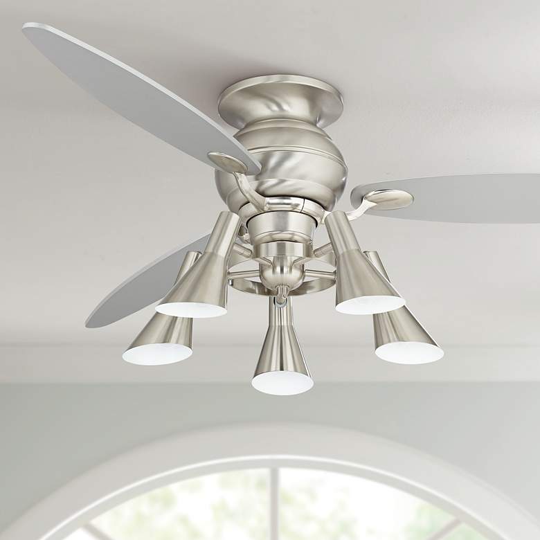 Image 1 60 inch Spyder Hugger Silver Retro 5-Light LED Ceiling Fan with Pull Chain