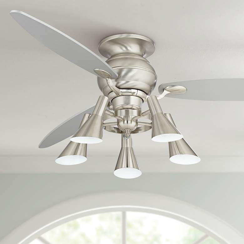 Image 1 60" Spyder Hugger Silver Retro 5-Light LED Ceiling Fan with Pull Chain