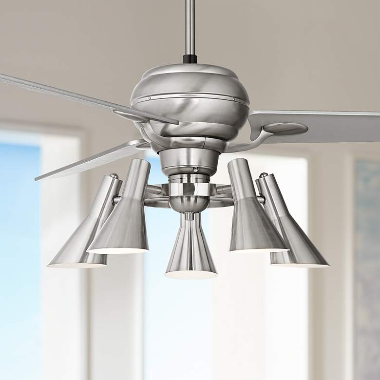Image 1 60 inch Spyder&#8482; Steel Silver Blades 5-Light Ceiling Fan