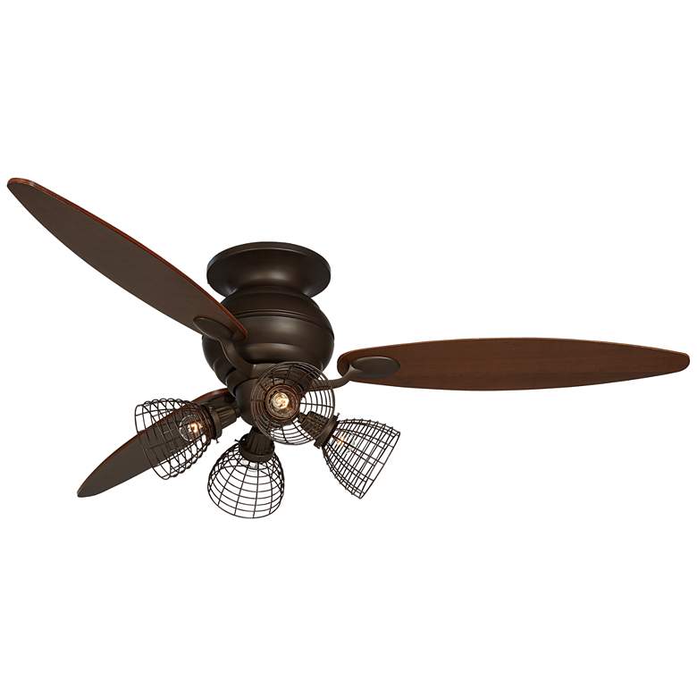 Image 1 60 inch Spyder Walnut and Bronze Industrial Hugger Ceiling Fan