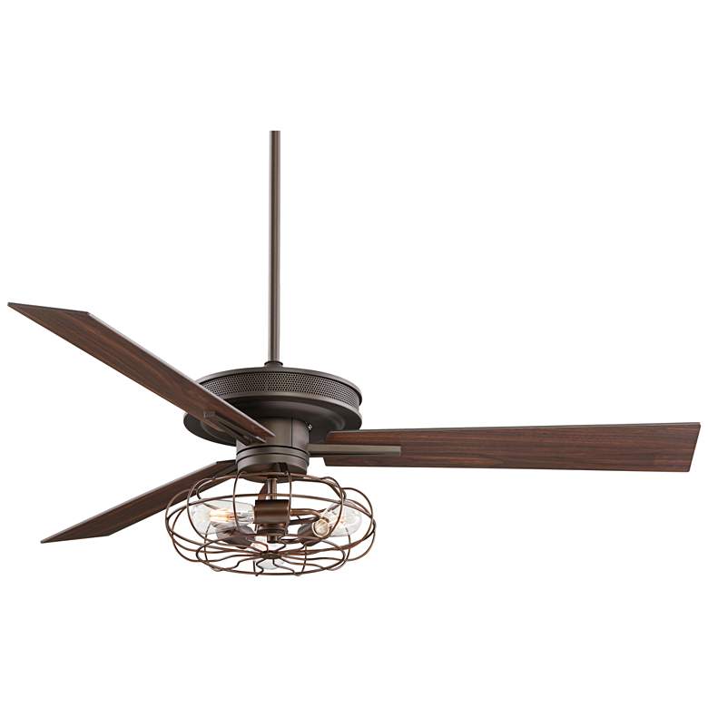 60 inch Taladega Bronze Ceiling Fan with LED Cage Light Kit and Remote