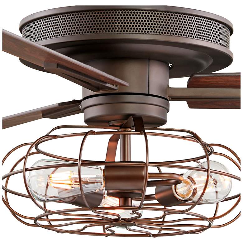 60 inch Taladega Bronze Ceiling Fan with LED Cage Light Kit and Remote more views