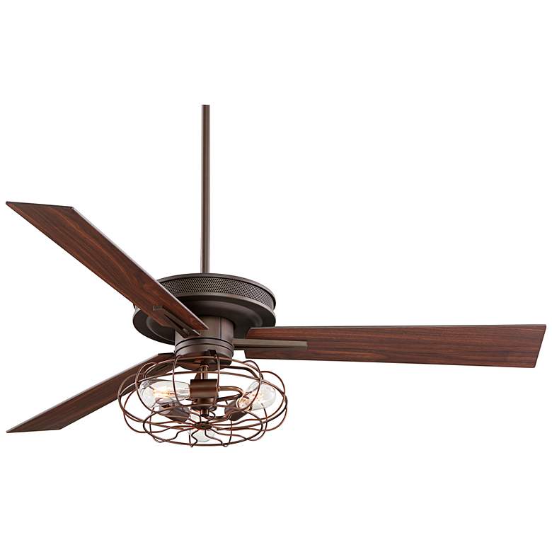 60 inch Taladega Bronze Ceiling Fan with LED Cage Light Kit and Remote more views