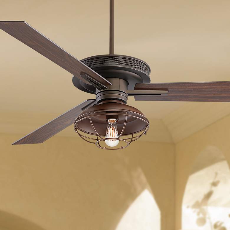 60&quot; Taladega Franklin Park Bronze Damp Rated Ceiling Fan with Remote