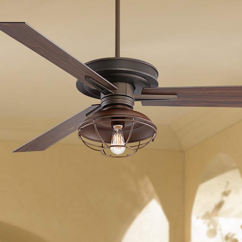 Image 1 60" Taladega Franklin Park Bronze Damp Rated Ceiling Fan with Remote