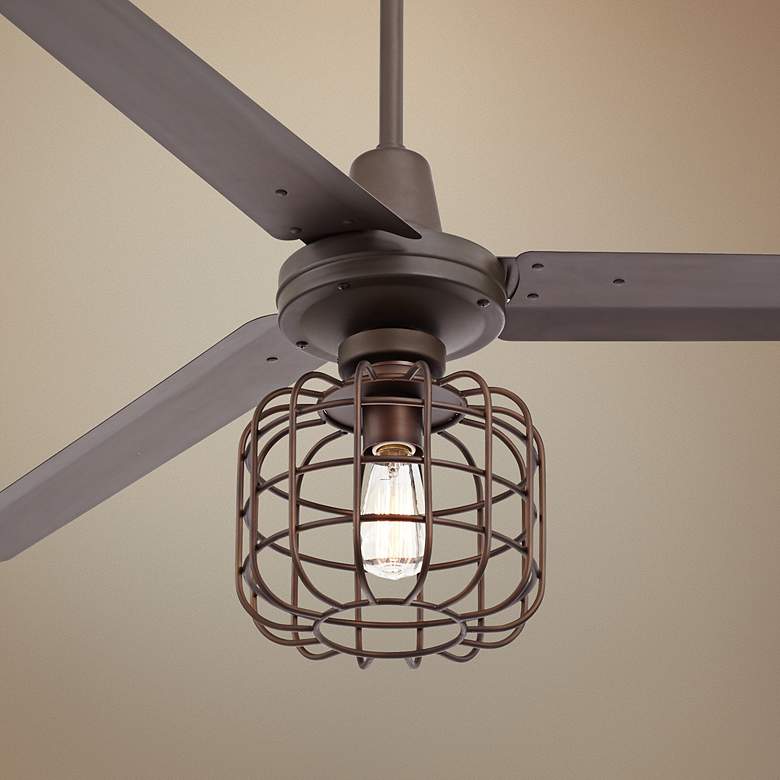 Image 1 60 inch Turbina Cage Industrial Oil-Rubbed Bronze Ceiling Fan