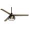 60" Turbina DC Bronze Light Wood Glass Drum LED Ceiling Fan