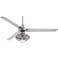 60" Turbina DC Brushed Nickel Damp Outdoor LED Ceiling Fan with Remote