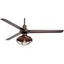 60" Turbina DC LED Bronze Damp Ceiling Fan with Remote