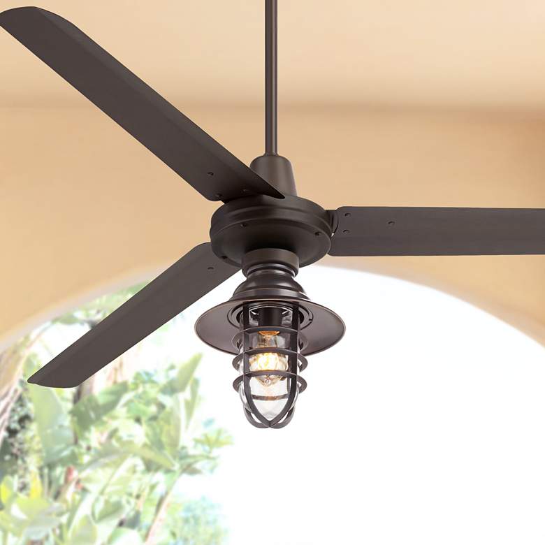 60&quot; Turbina Marlowe Bronze DC Damp Rated LED Ceiling Fan with Remote