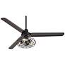 60" Turbina Matte Black Cage Light Ceiling Fan with Remote