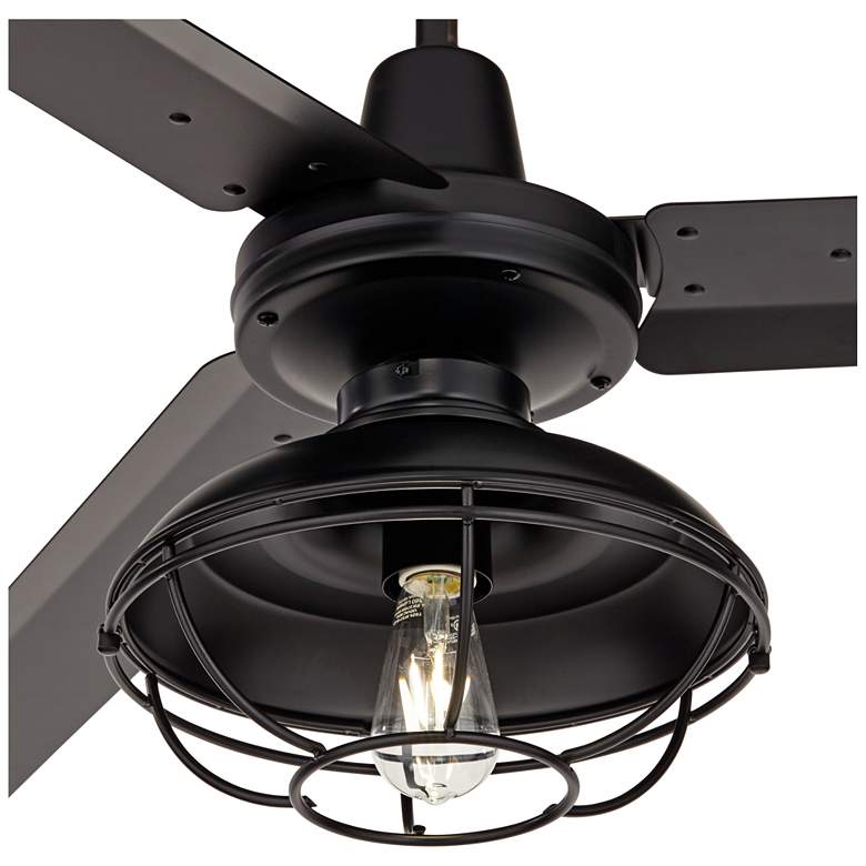 Image 3 60 inch Turbina Matte Black Damp Rated Rustic Cage Ceiling Fan with Remote more views